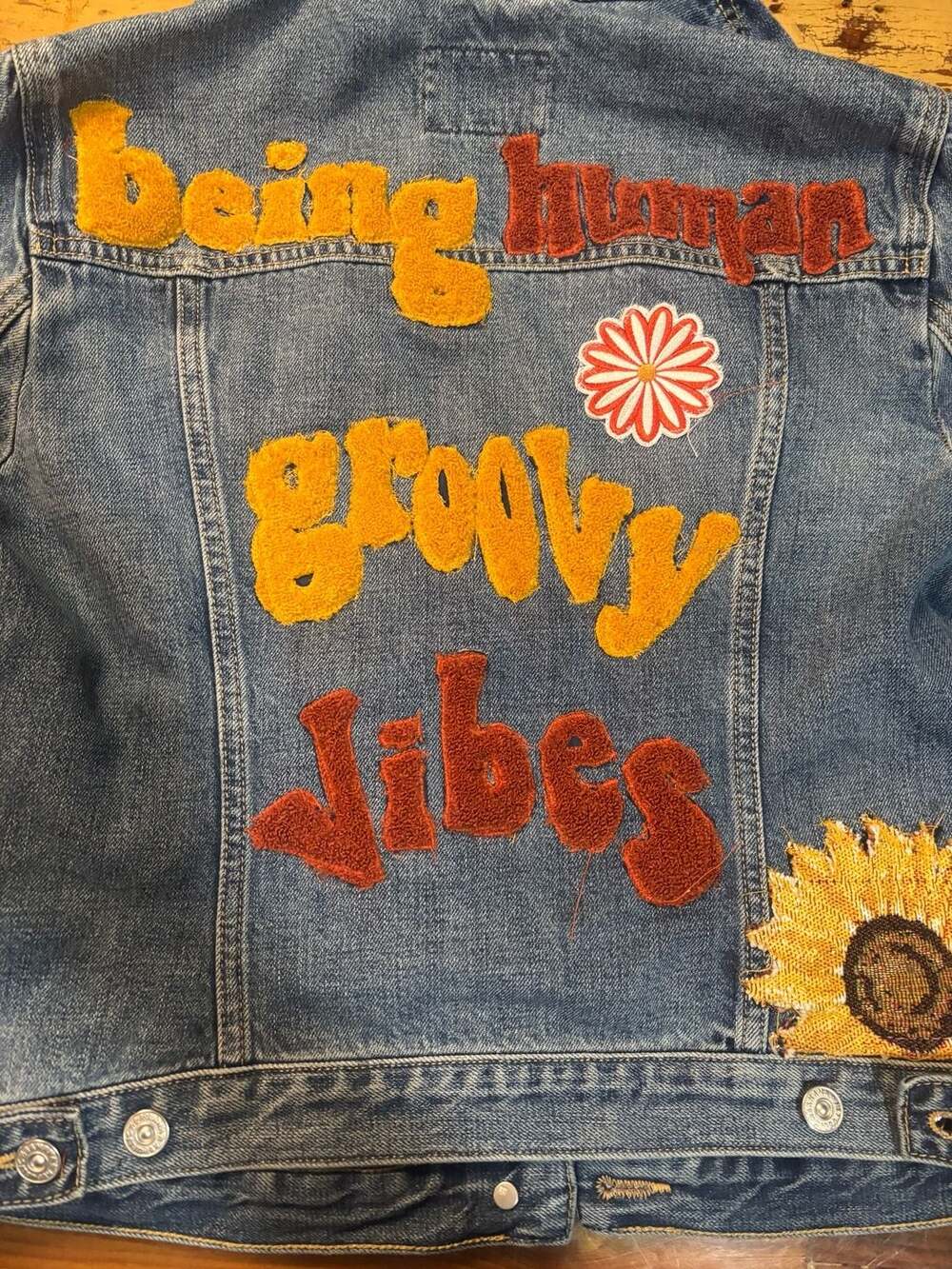 Custom Denim Jacket With Embroidered Back and front size M